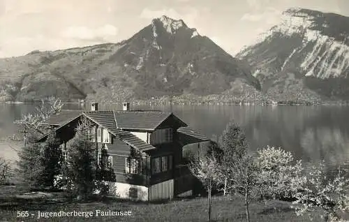 Postcard Switzerland Jugendherberge Faulensee