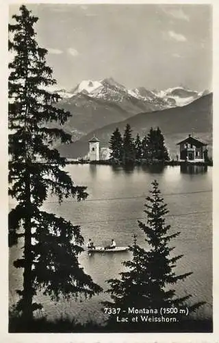Postcard Switzerland Montana lac et Weisshorn