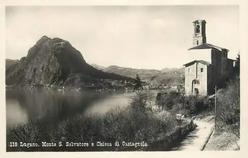 Postcard Switzerland Lugano Monte S. Salvatore e chiesa di Castagnola