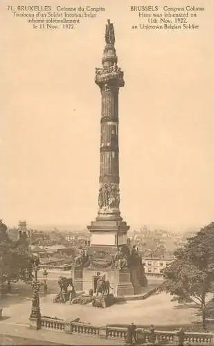 Belgique cpa Bruxelles unknown soldier tomb Congress column