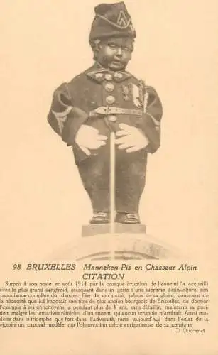 Belgique cpa Bruxelles Manneken Pis en Chasseur Alpin Citation