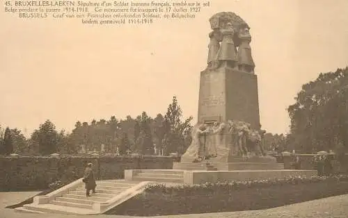 Belgique cpa Bruxelles Laken sepulture soldat inconnu