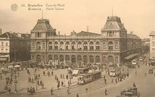 Belgique cpa Bruxelles north train station tram