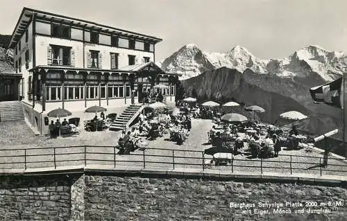 Postcard Switzerland Berghaus Schynige Platte mit Eiger Monch und Jungfrau