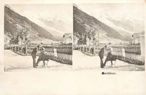 Vintage stereographic card Mont Blanc