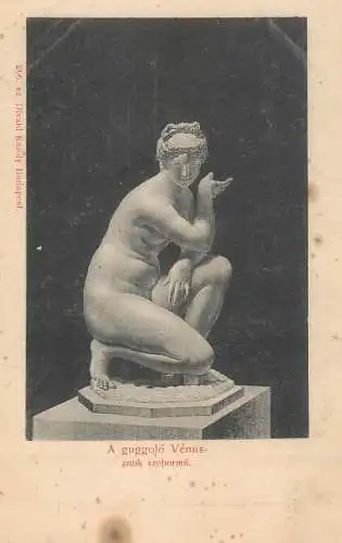 Postcard Sculptures a guggolo Venus antik szobormu Divald Karoly Budapest