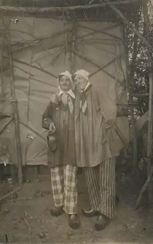 Annonymous persons souvenir photo social history portraits & scenes men pijammas wooden shoes