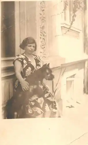Annonymous persons souvenir photo social history portraits & scenes woman and attack dog