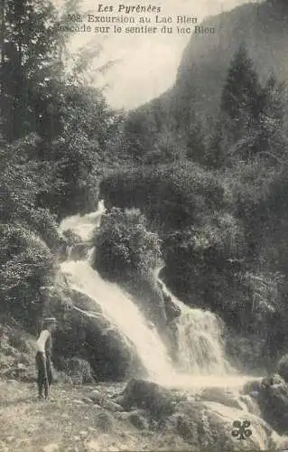 France cpa Lac Bleu waterfall