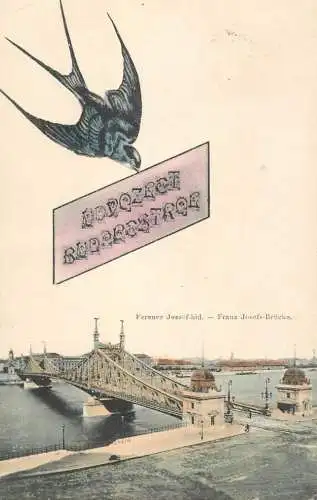Hungary Budapest Ferencz Jozsef hid swallow bird greetings 1906