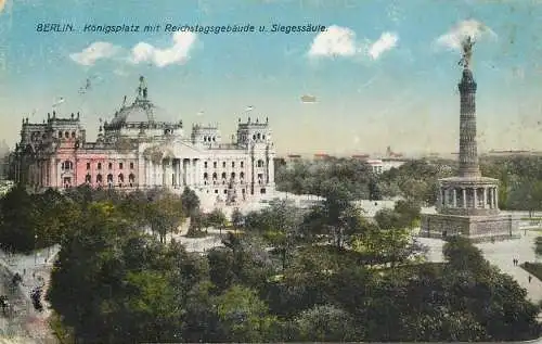 Germany Berlin Konigsplatz mit Reichtagsgebaude u. Siegesaule