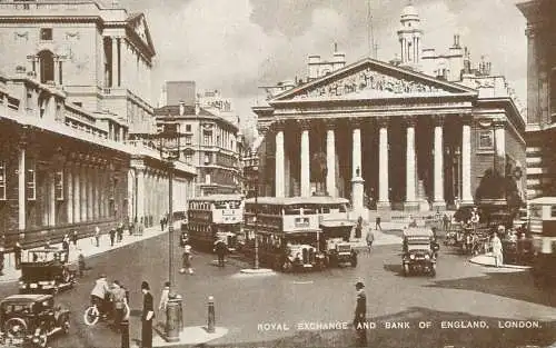 England London Royal Exchange and Bank of England bus