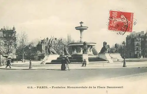 France cpa Paris fontaine de la place Daumresnil