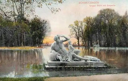 Germany Schwetzingen Gruppe Rhein mit Seepartie - Brunnen