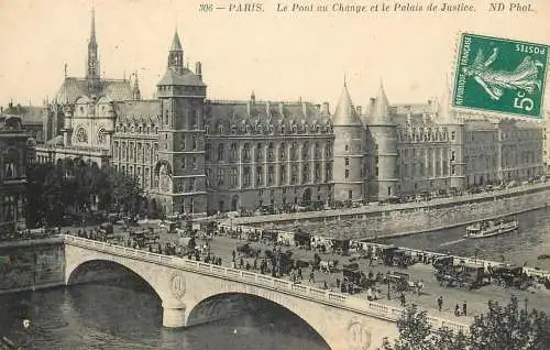 France Paris Pont au Change et le Palais de Justice