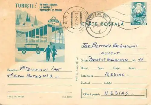 Postal stationery postcard Romania avocat Diamant Iasi Cooperativa