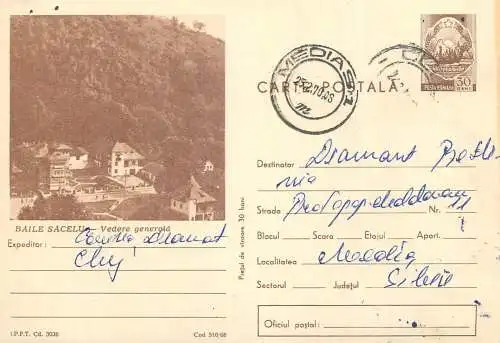 Postal stationery postcard Romania Baile Sacelu