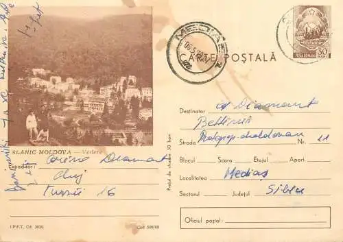 Postal stationery postcard Romania Slanic Moldova