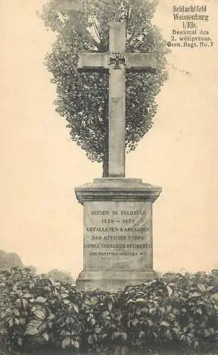 Germany Schlachtfeld Weissenburg im Els. Denkmal des westpreuss Gren.Regt. 7