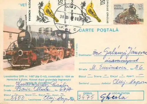 Postal stationery postcard Romania locomotiva CFR Henschel & Sohn Kassel