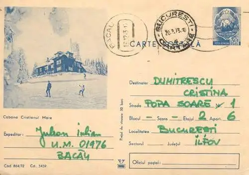 Postal stationery postcard Romania Cristianul Mare chalet 1973