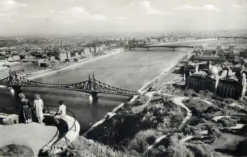 Hungary Budapest cityscape with Danube bridges
