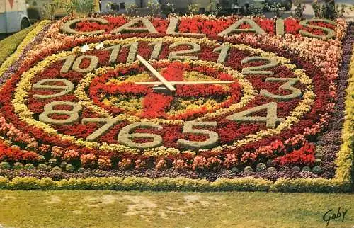 France cpsm Calais flower clock
