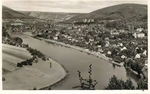 Germany Blick auf Neckargemund und Bergfeste Dilsberg