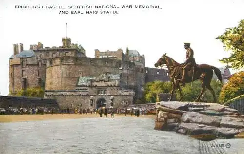 British castles architecture Edinburgh Castle Earl Haig statue