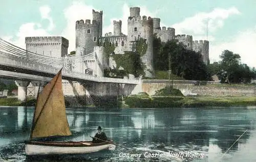 British castles architecture Conway castle North Wales sailing vessel