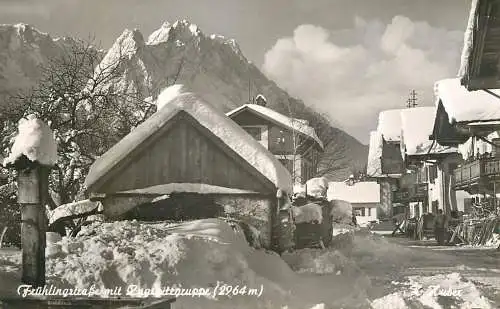 Germany Fruhlingstrasse mit Zugspitzgruppe winter scenery