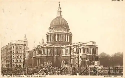 British churches & cathedrals London St. Paul' s cathedral from Cannon street