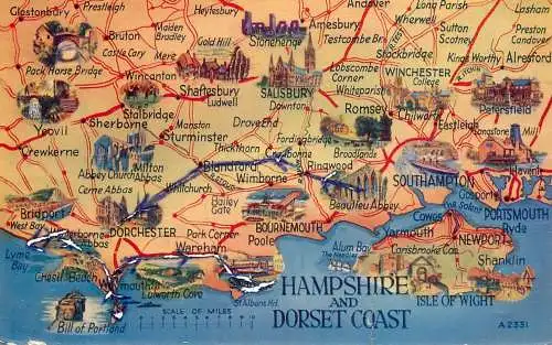 England Hampshire & Dorset Coast map