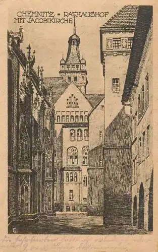 Germany Chemnitz Rathaus mit Jakobskirche