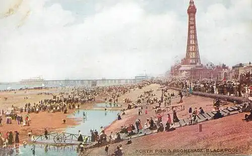 Raphael Tuck & Sons "Oilette" scenic postcard Blackpool North Pier and Promenade