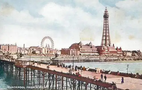 Raphael Tuck & Sons "Oilette" scenic postcard Blackpool from N. pier tower wheel