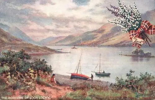 Raphael Tuck & Sons "Oilette" scenic postcard the Borders of Loch Lochy sailing vessel