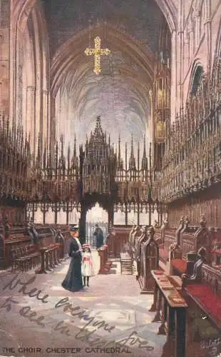 Raphael Tuck & Sons "Oilette" scenic postcard Chester cathedral the choir