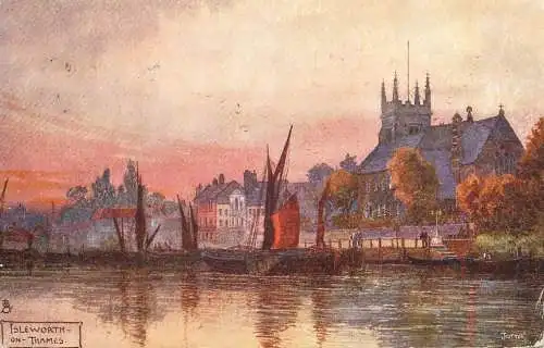 Raphael Tuck & Sons "Oilette" scenic postcard Isleworth on Thames