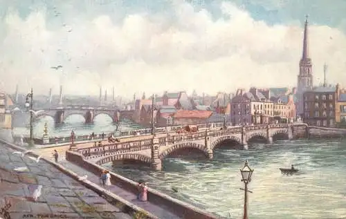 Raphael Tuck & Sons "Oilette" scenic postcard Ayr Twa bridge the Auld