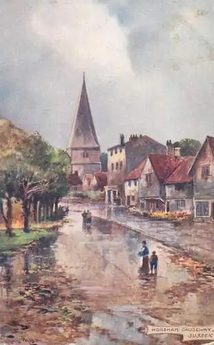 Raphael Tuck & Sons "Oilette" scenic postcard Horsham Causeway Sussex