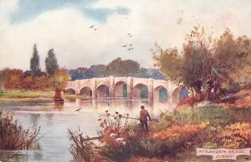 Raphael Tuck & Sons "Oilette" scenic postcard Sussex Fittleworth bridge