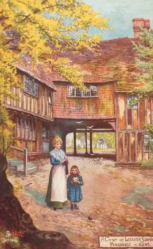 Raphael Tuck & Sons "Oilette" scenic postcard A corner of Leicester Square Penshurst Kent