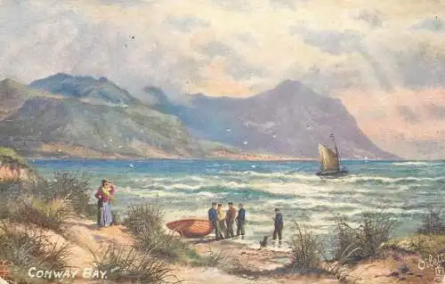 Raphael Tuck & Sons "Oilette" scenic postcard Conway Bay sailing vessel