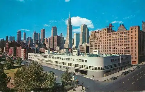 USA New York Mid Manhattan skyline & East Side Airlines Terminal in foreground