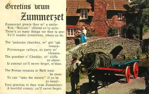 England Greetings vrum Zummerzet folk types and scenes
