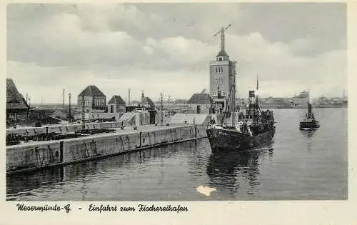 Germany Wesermunde Einfahrt zum Fischereihafen