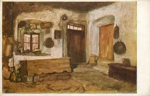 Postcard fine arts painting Bruck Miksa interieur Szepes m