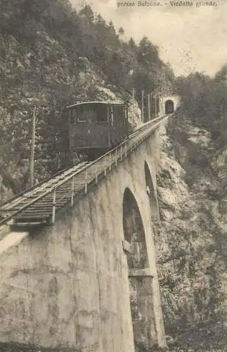 Italy Mountain railway near Bolzano viaduc old train locomotive