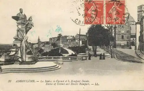 France Angouleme La Statue de Carnot & le Rempart de Desaix